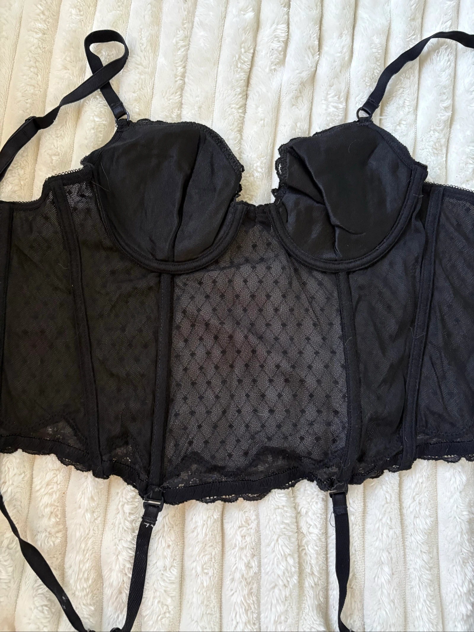 Vintage dames bustier korset met jarretelles met plissé patroon – photo 11